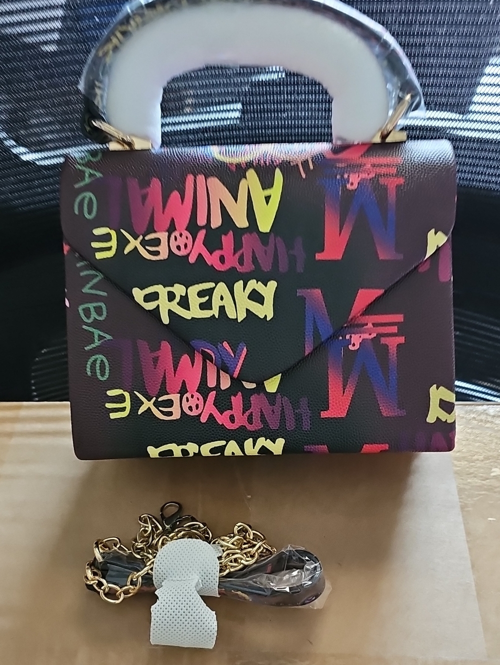 Colorful Graffiti Print Women’s Top-Handle Bag - Multicolor